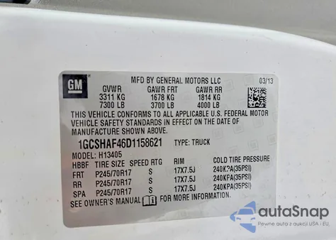 2013 Chevrolet Express G1500 from USA, damaged, VIN 1GCSHAF46D1158621